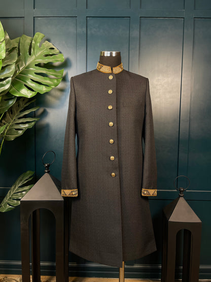 Textured Obsidian - Black Sherwani