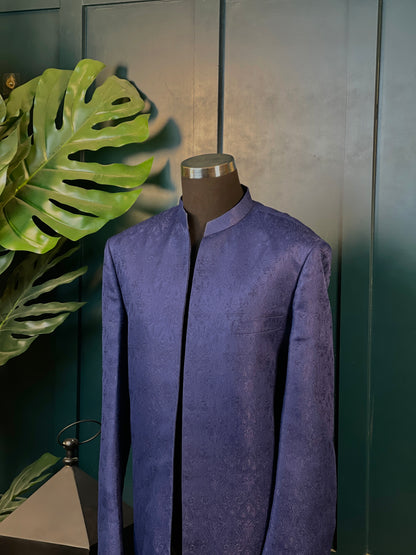 Napoli Noir - Purple Self-print Sherwani