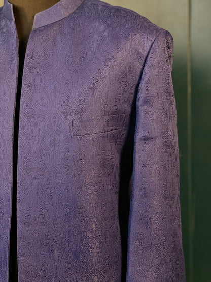 Napoli Noir - Purple Self-print Sherwani