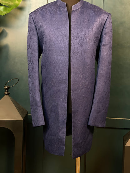 Napoli Noir - Purple Self-print Sherwani