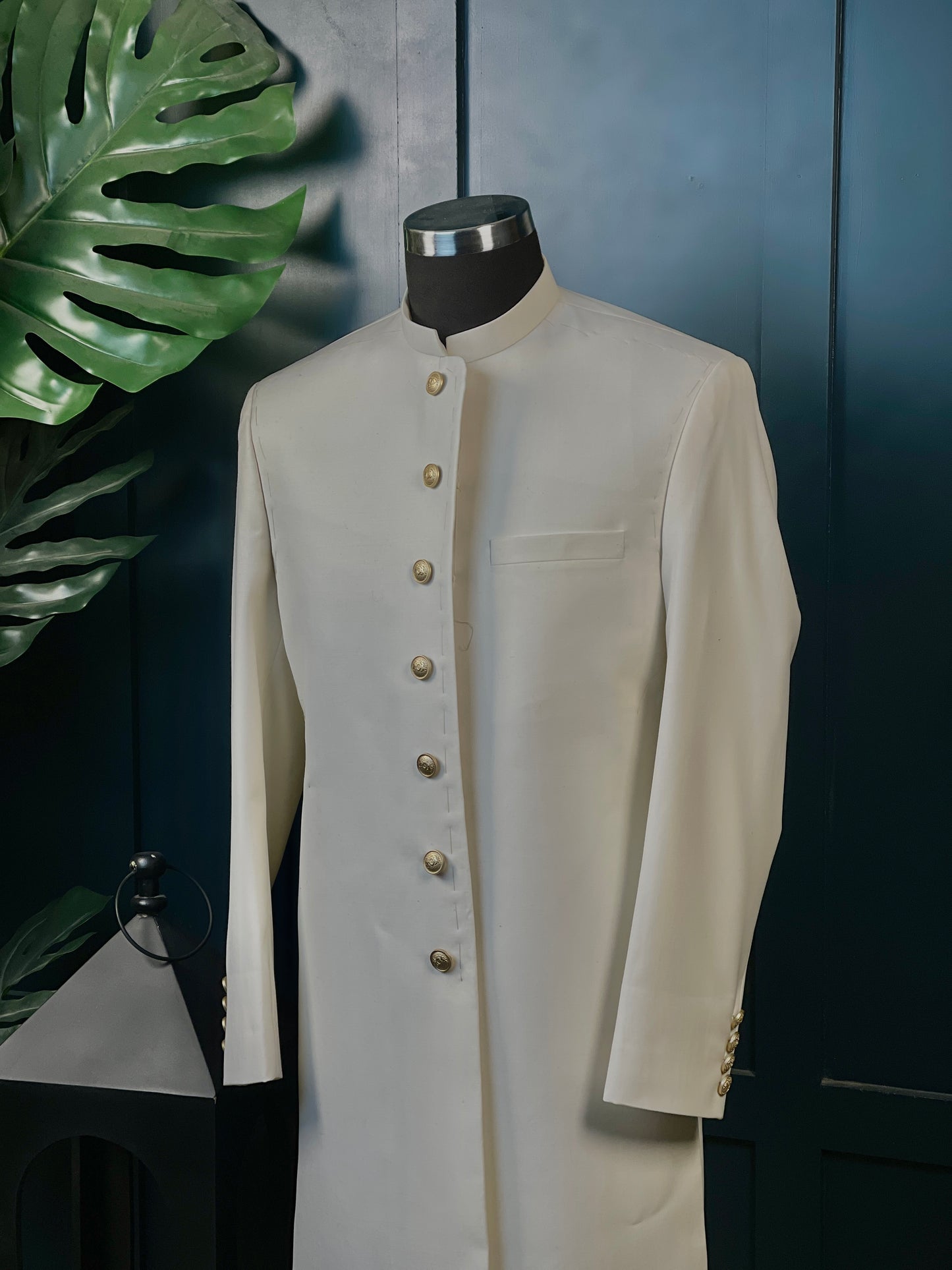 Sovereign Cut - Plain Off-white Sherwani