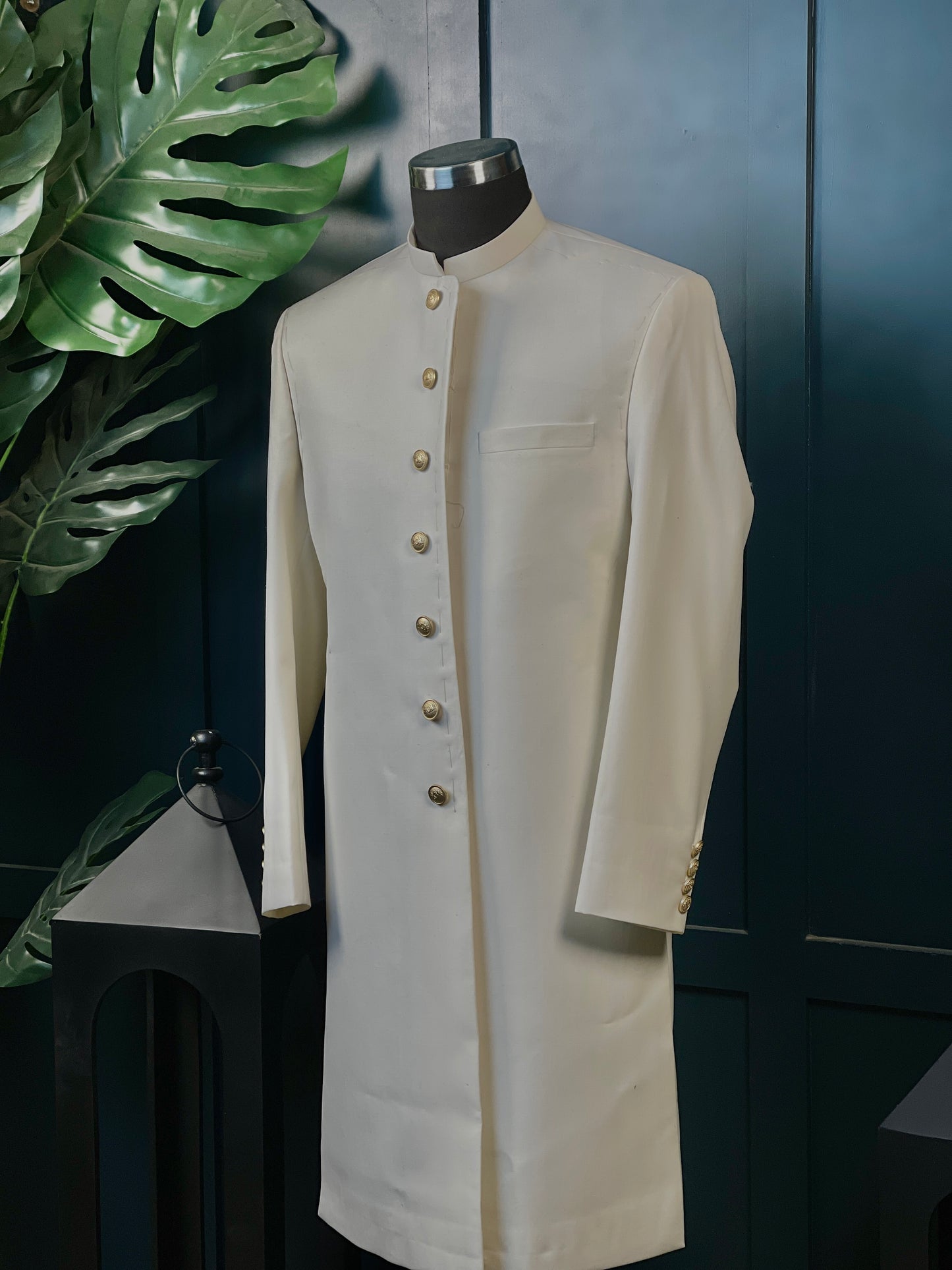 Sovereign Cut - Plain Off-white Sherwani