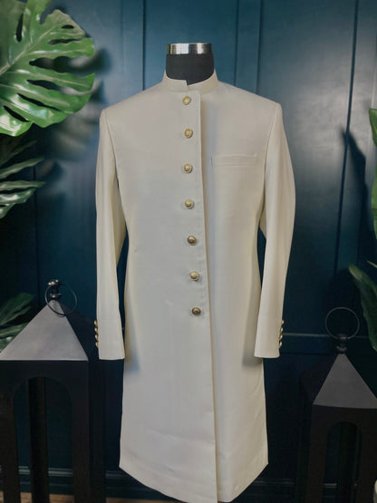 Sovereign Cut - Plain Off-white Sherwani