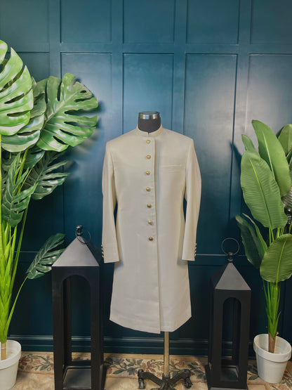 Sovereign Cut - Plain Off-white Sherwani