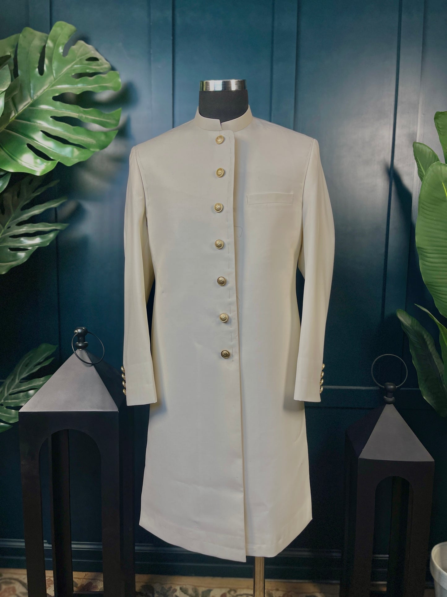 Sovereign Cut - Plain Off-white Sherwani