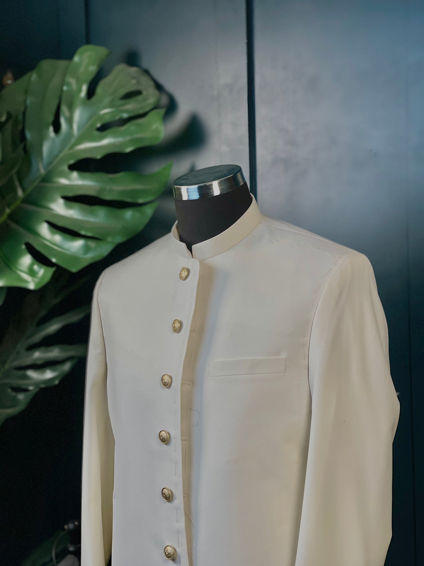 Sovereign Cut - Plain Off-white Sherwani