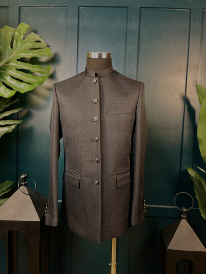 Night Baron - Textured Black Prince Coat