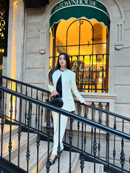 Sleek Collarless Blazer Set - RTW