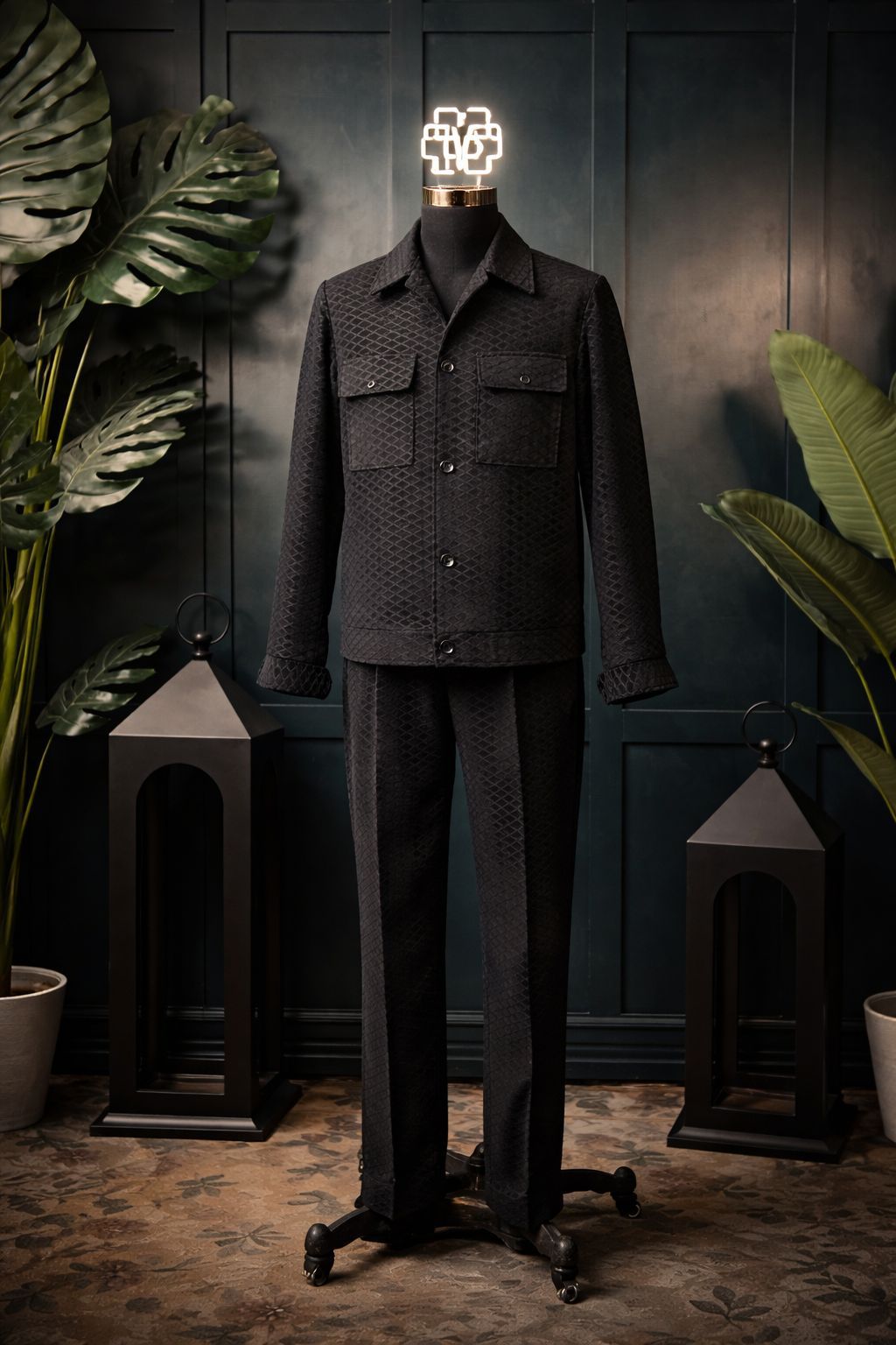 After Dark - Black Textured Suede Jacket Set