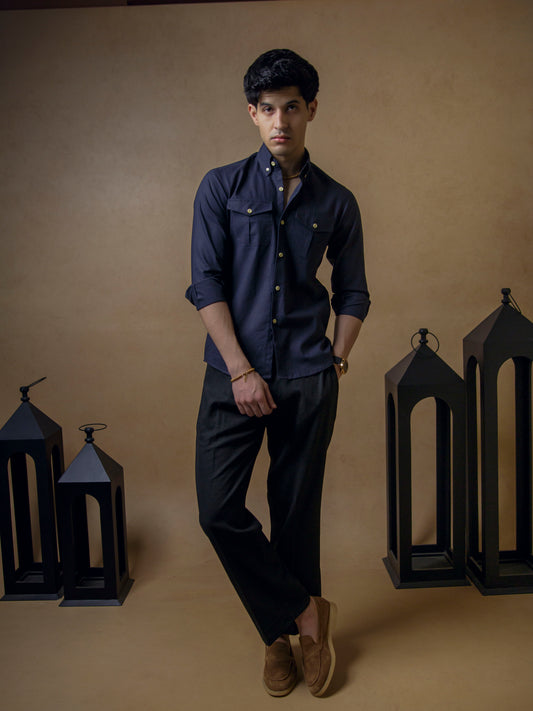 Dark Navy with Black