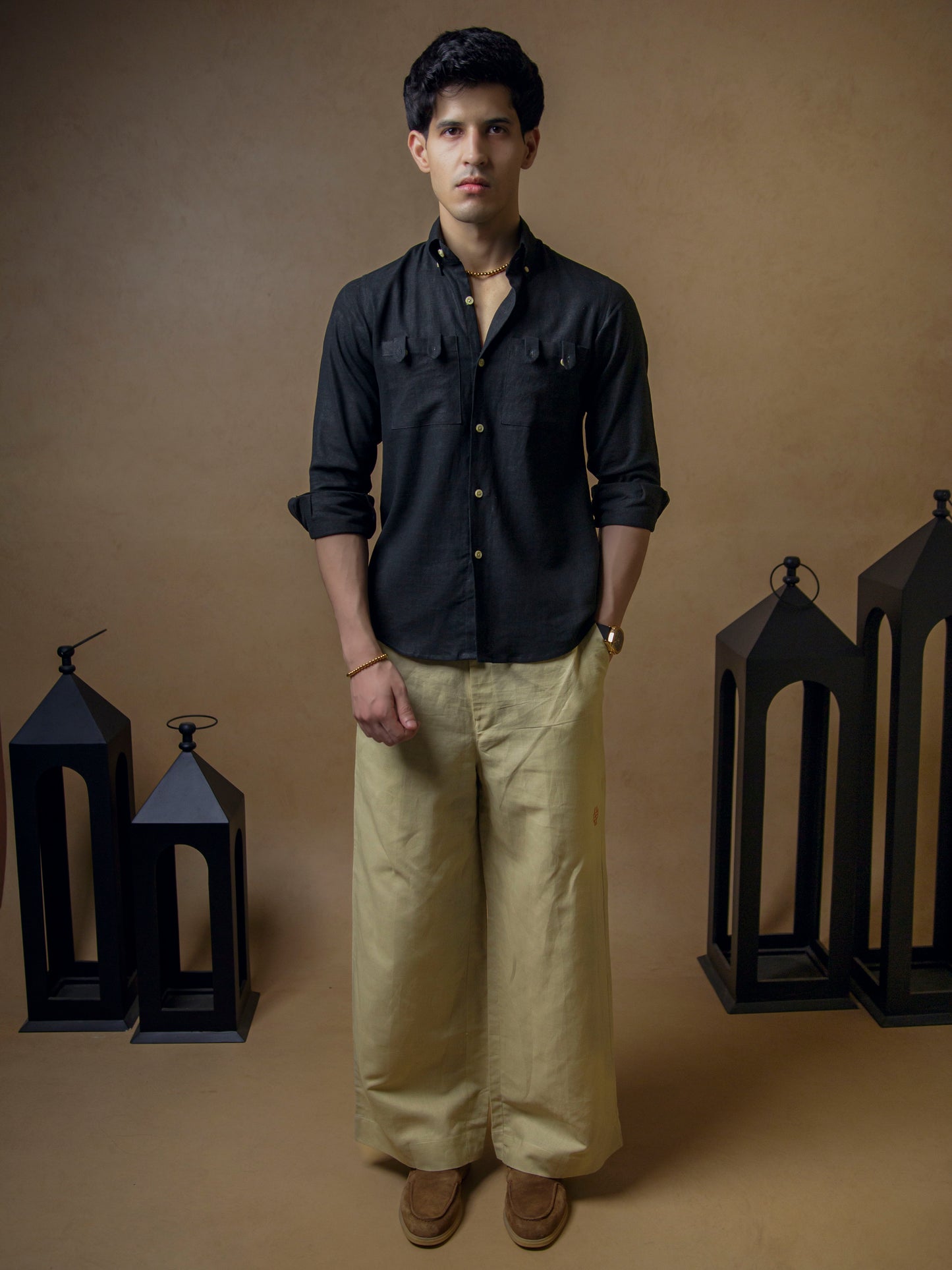 Black with Beige