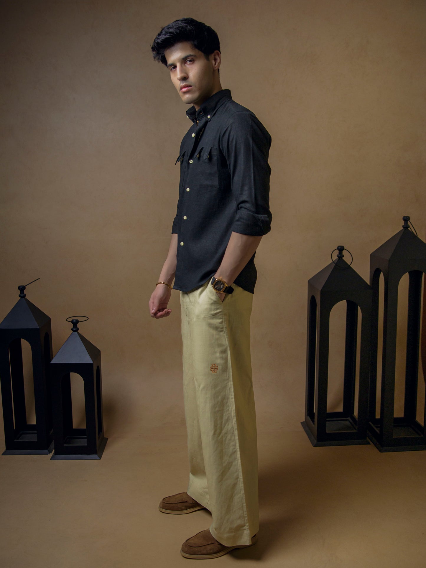 Black with Beige