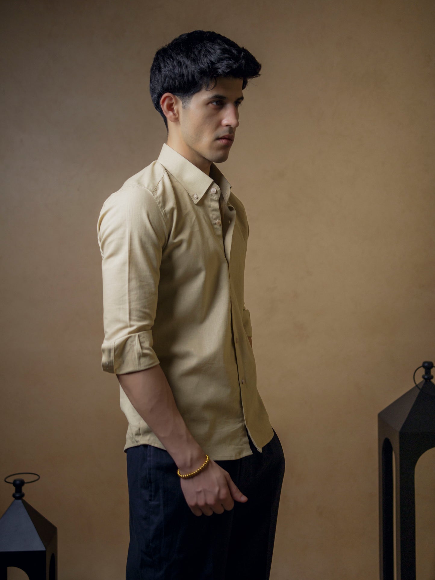 Beige with Dark Navy
