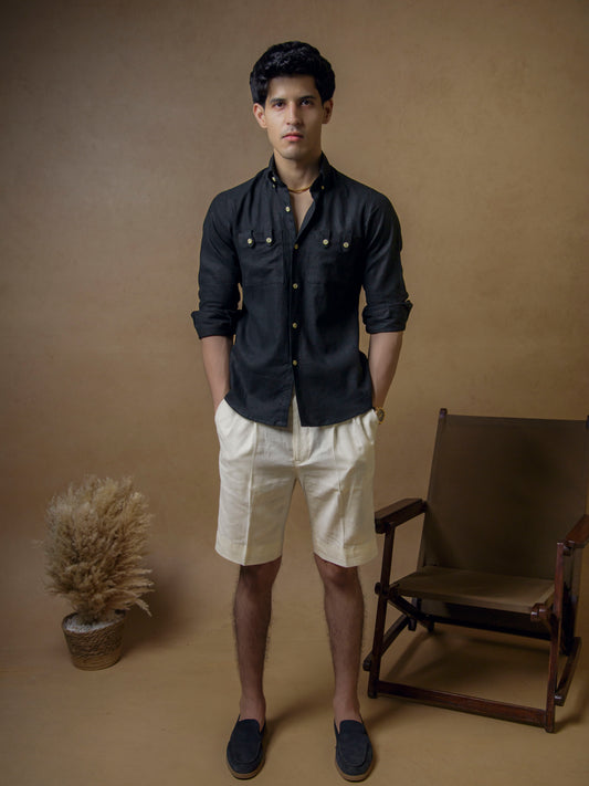 Black with Ivory Shorts