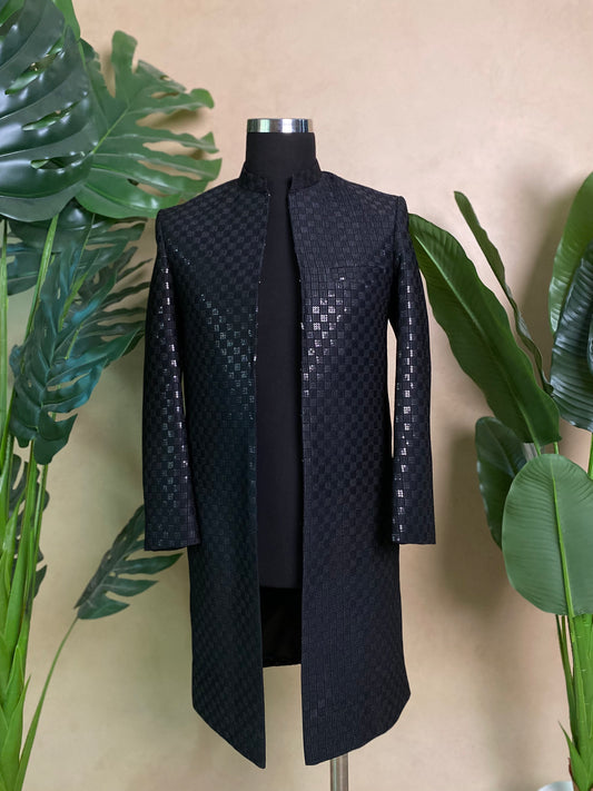 Black Crowned Sherwani
