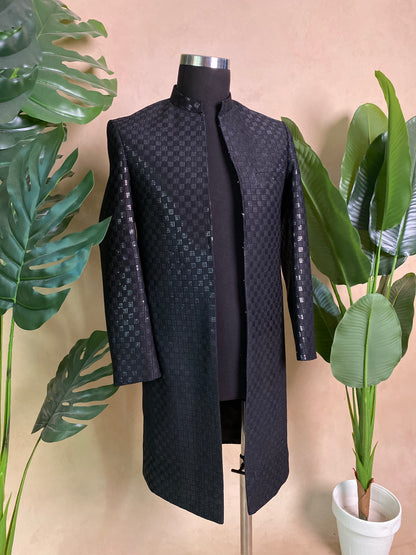Black Crowned Sherwani