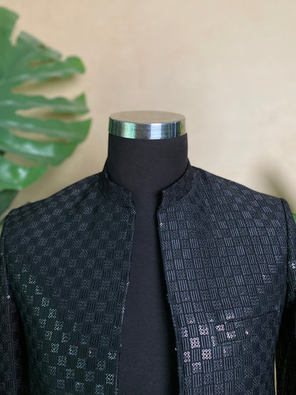 Black Crowned Sherwani