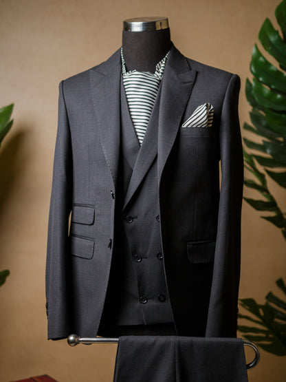 Gray  Double Breasted Inner Waistcoat and Single-Breasted Blazer suit