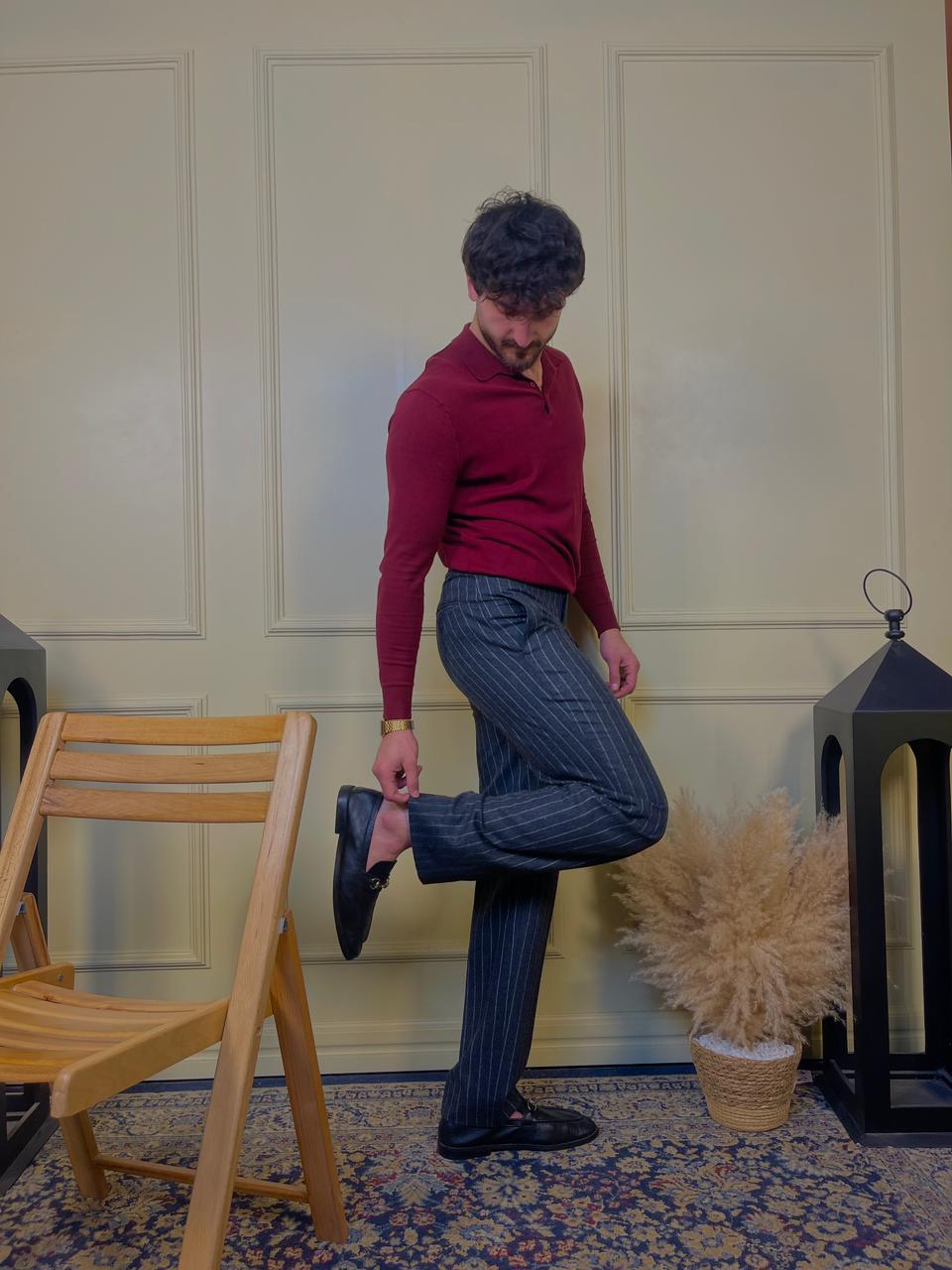 Grey Pinstripes Pant