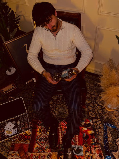 Navy Blue Pinstripes Pant