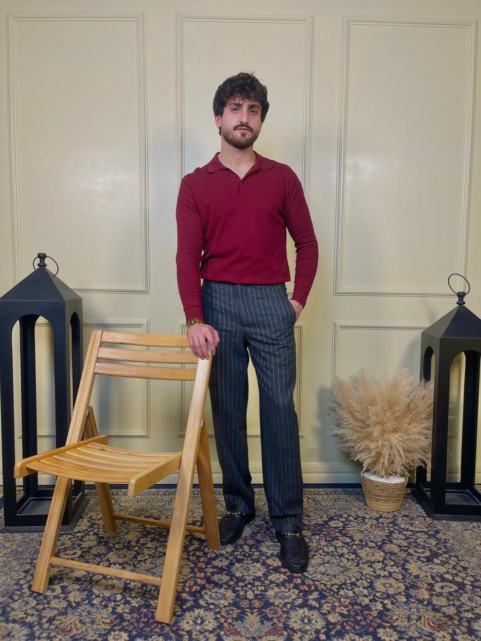 Grey Pinstripes Pant