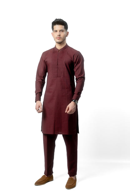 Maroon Kurta Trouser Set - Enigma Red