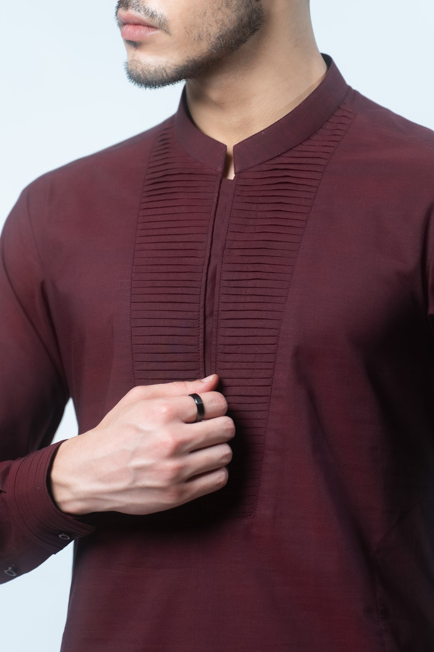 Maroon Kurta Trouser Set - Enigma Red