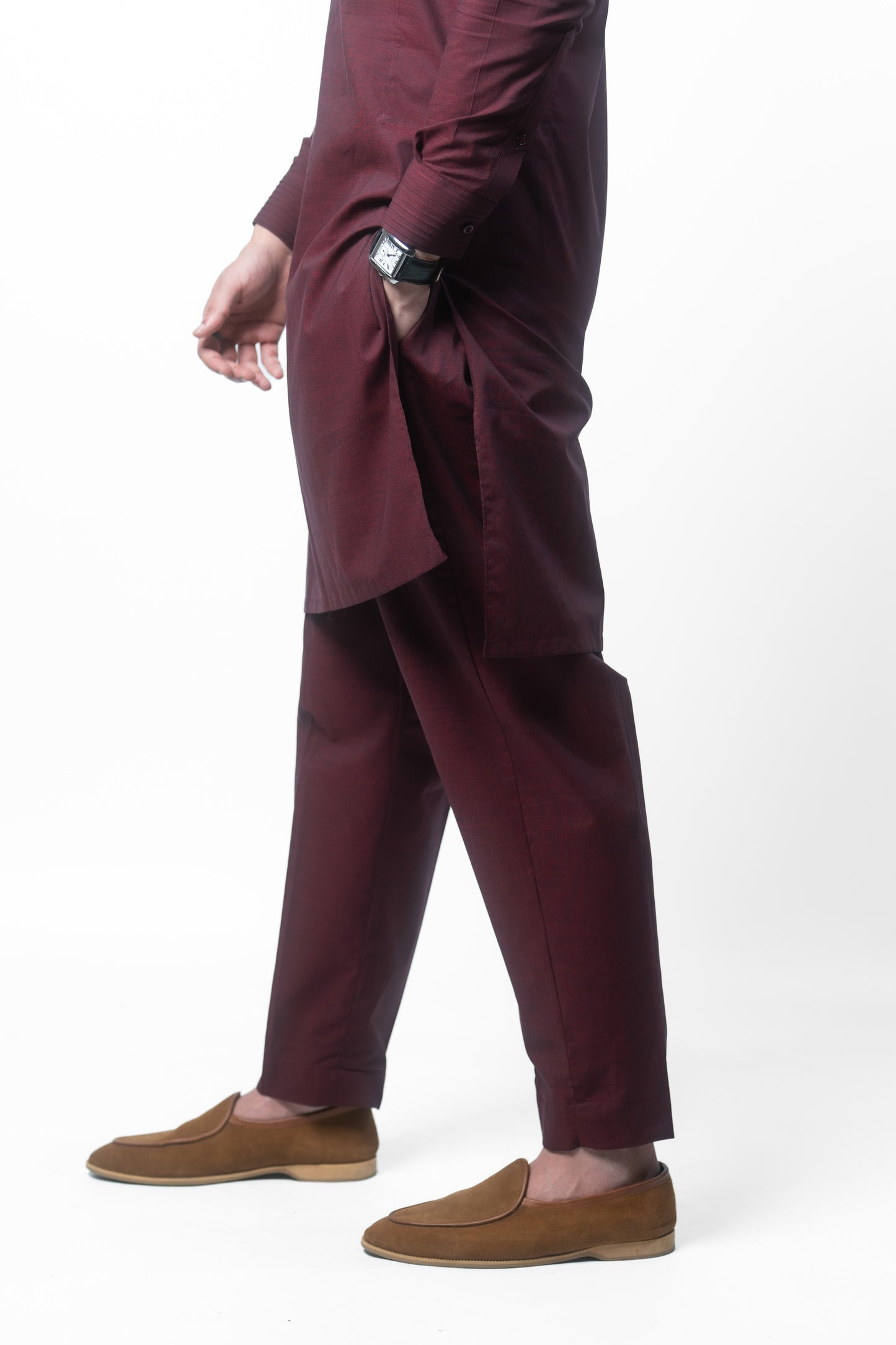 Maroon Kurta Trouser Set - Enigma Red
