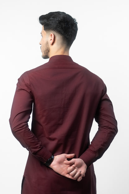 Maroon Kurta Trouser Set - Enigma Red