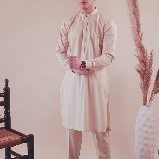Classic Beige Kurta Trouser for Festive Wear