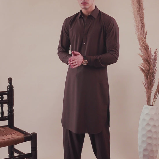 Men’s brown kameez shalwar video preview