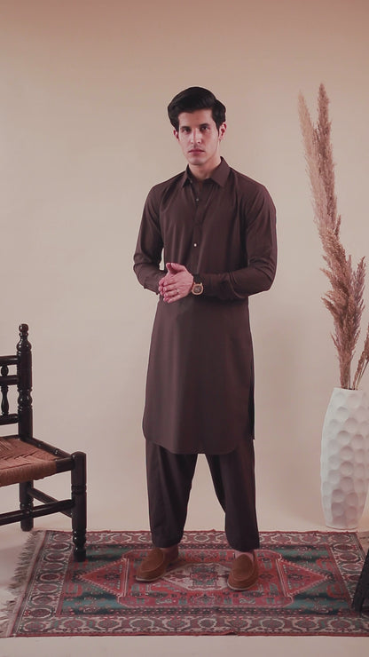 Men’s brown kameez shalwar video preview