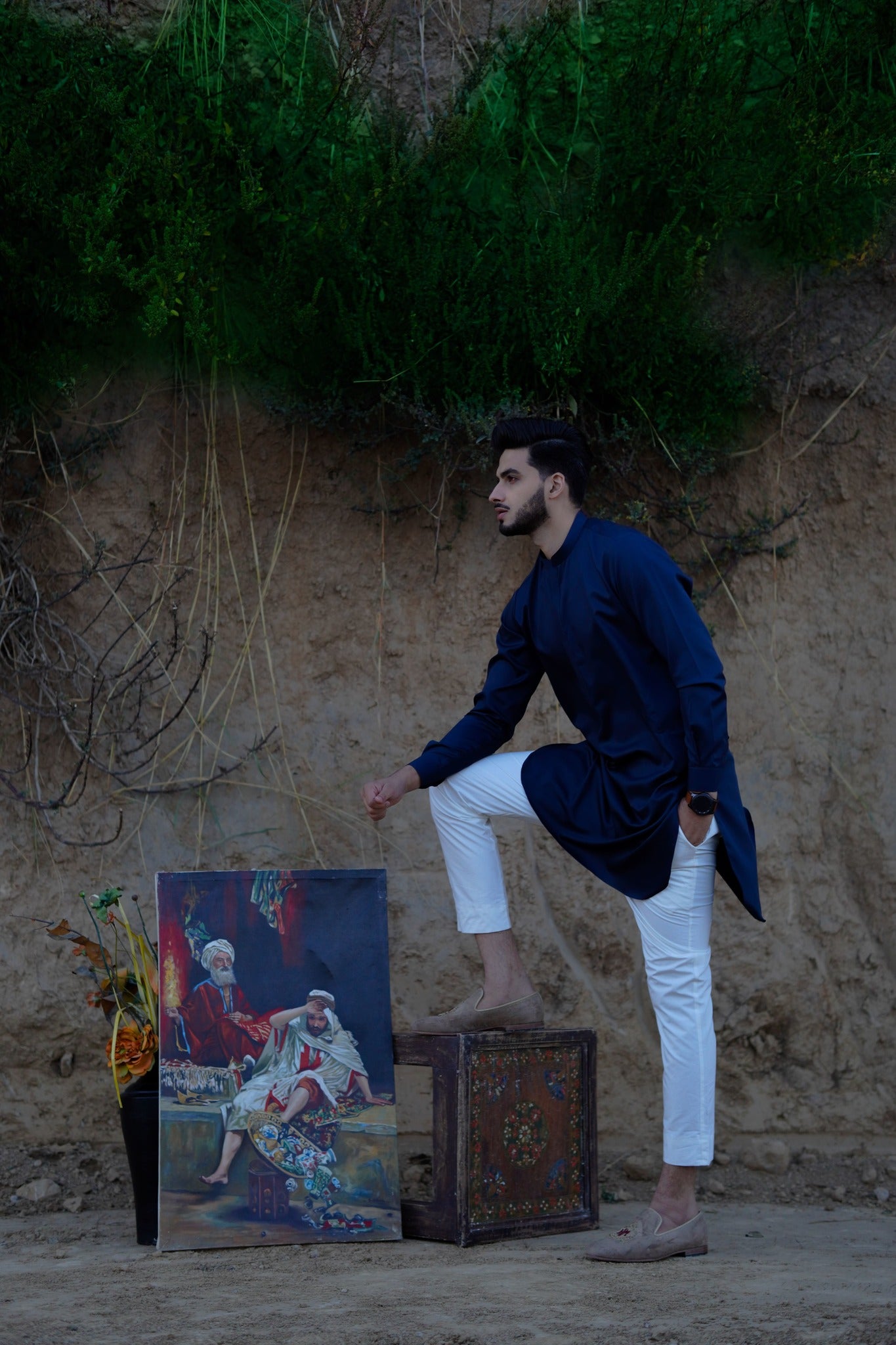 Azurite blue kurta-trouser set