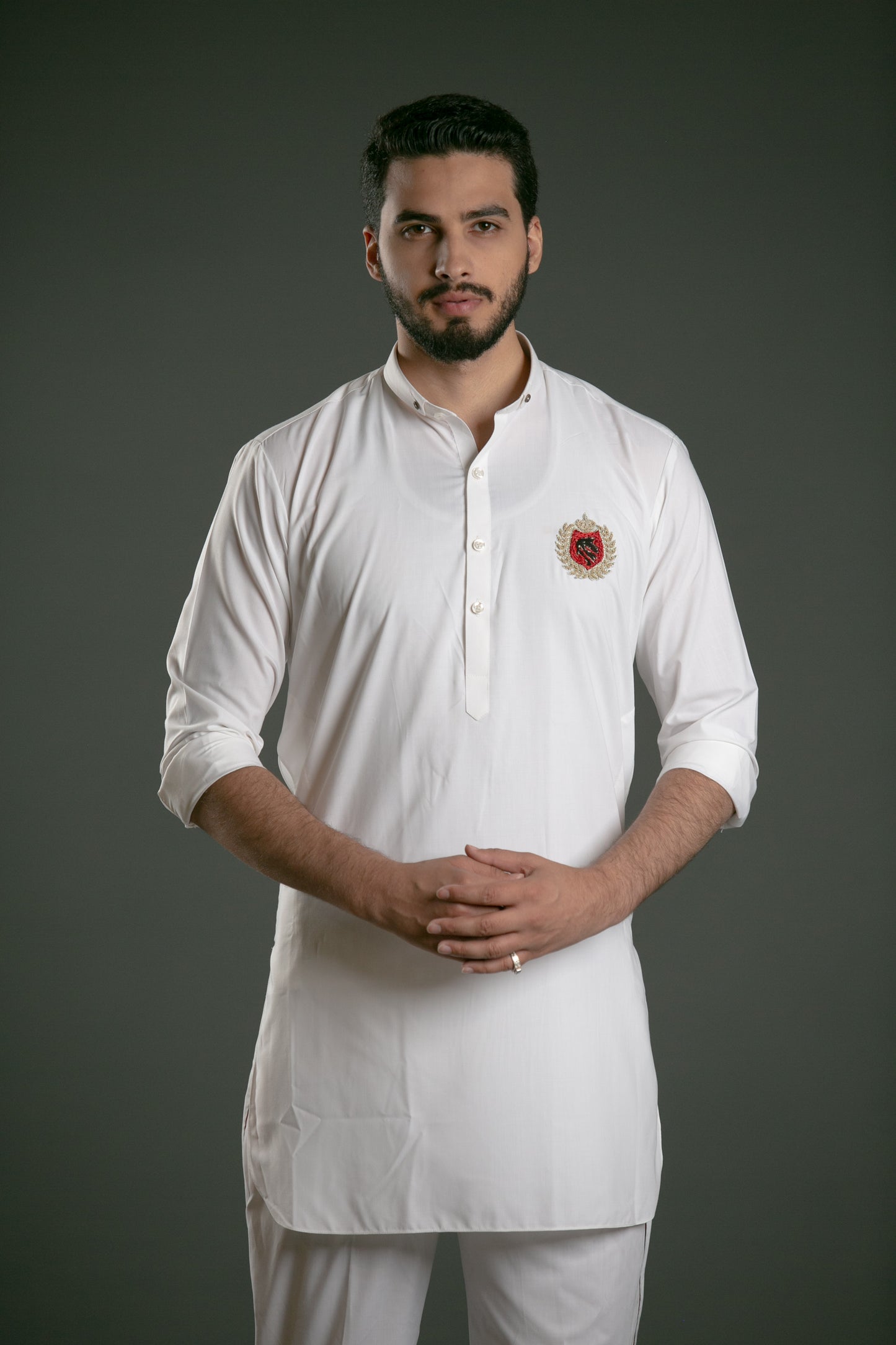 Identity Short Kurta & Trousers (White)