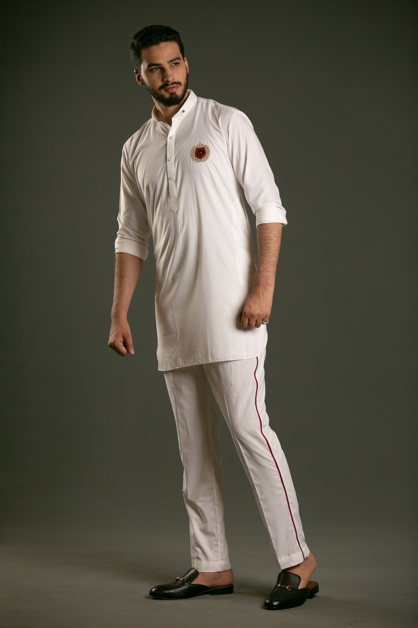 Identity Short Kurta & Trousers (White)