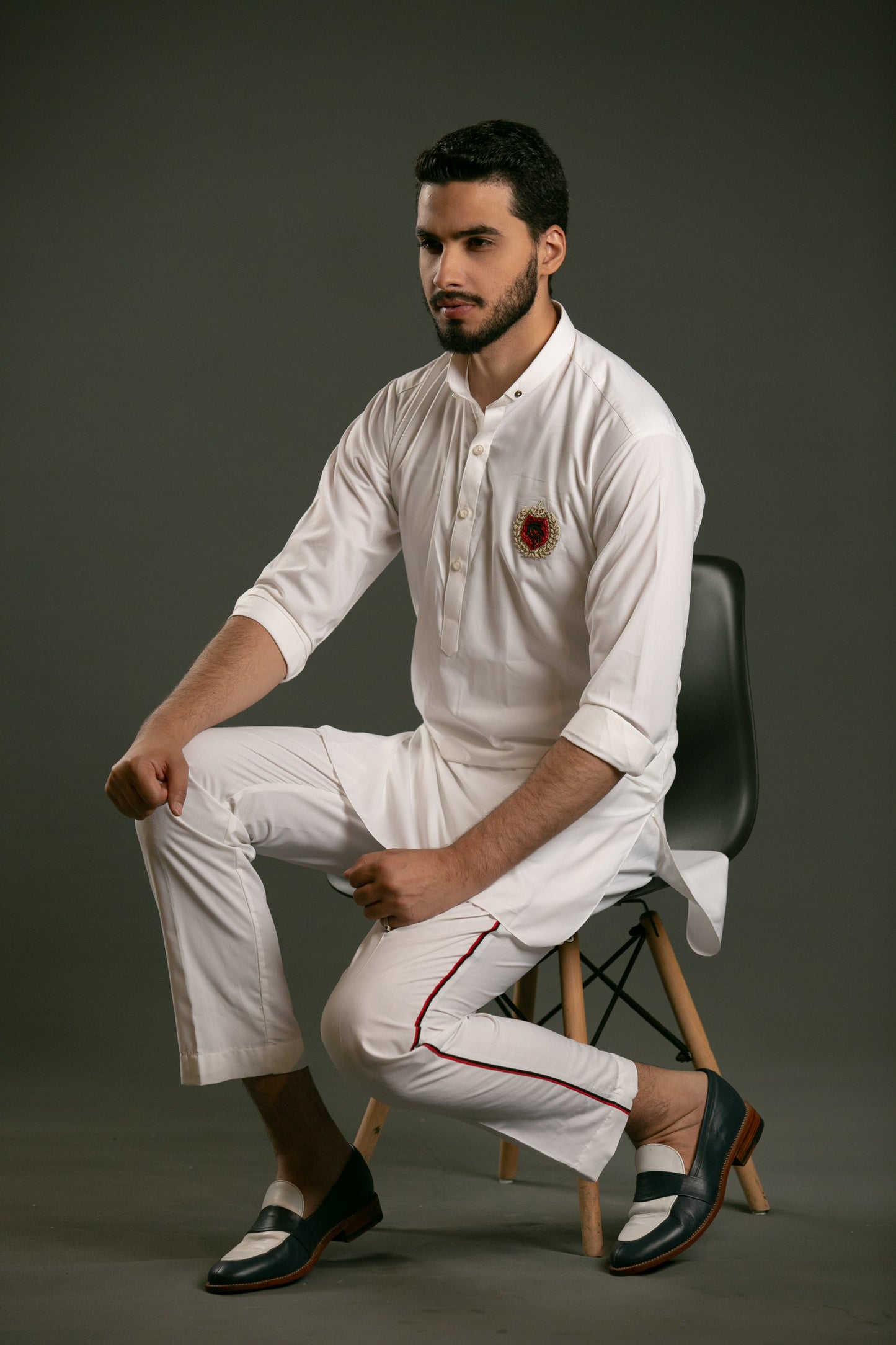 Identity Short Kurta & Trousers (White)