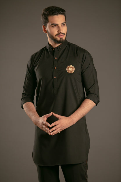 Identity black kurta-trouser set