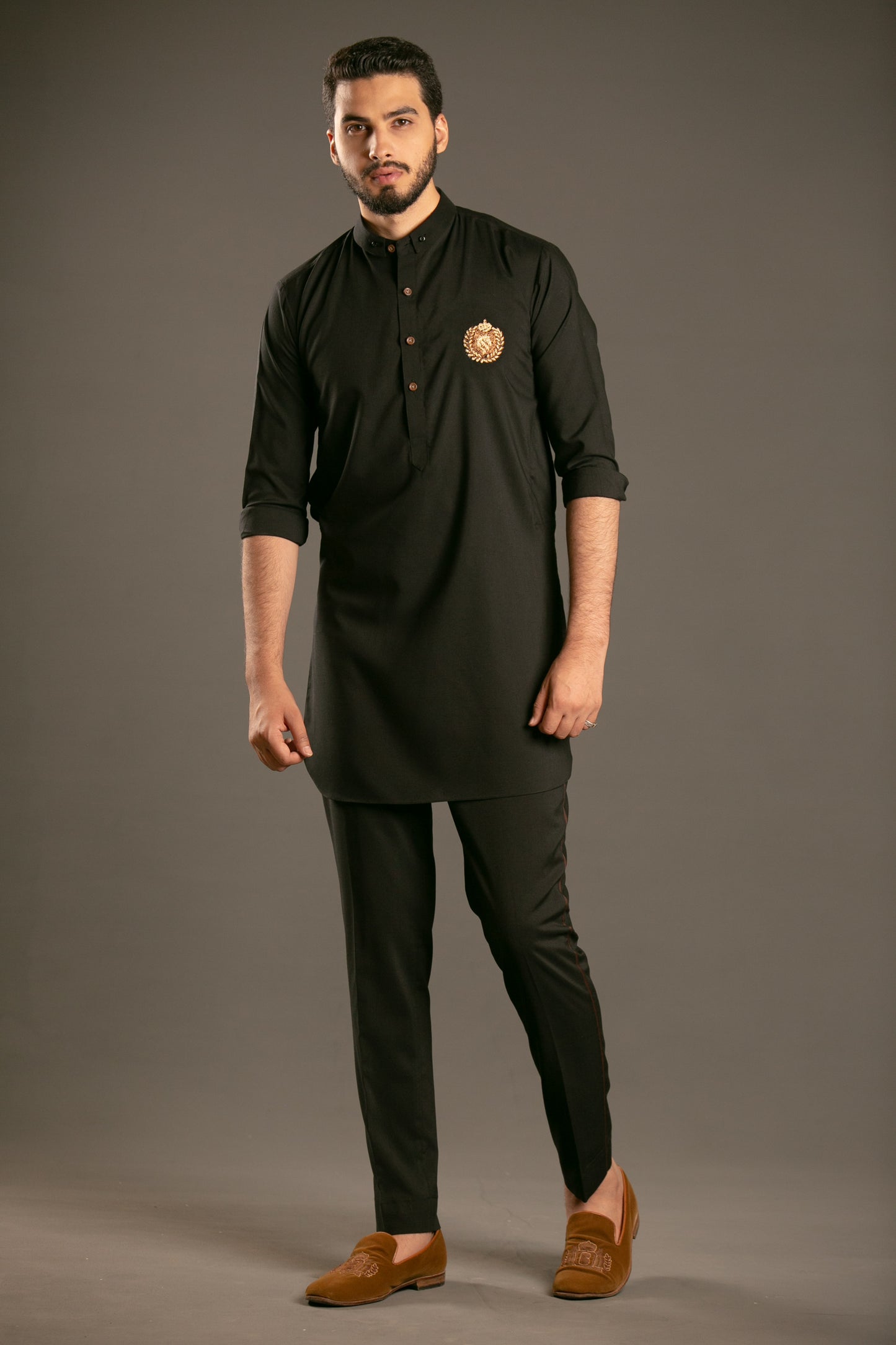 Identity black kurta-trouser set