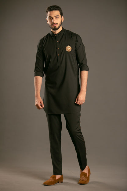 Identity black kurta-trouser set