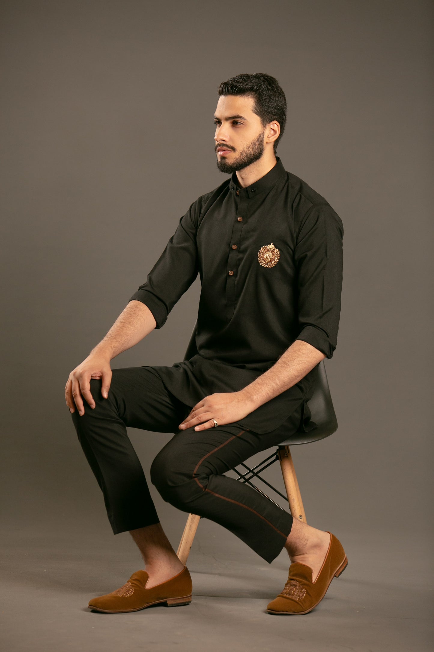 Identity black kurta-trouser set