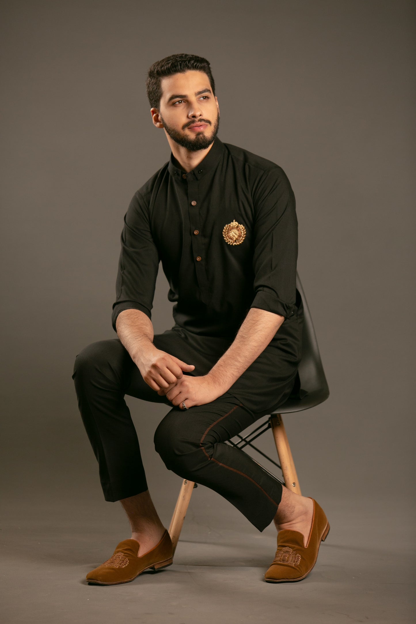 Identity black kurta-trouser set