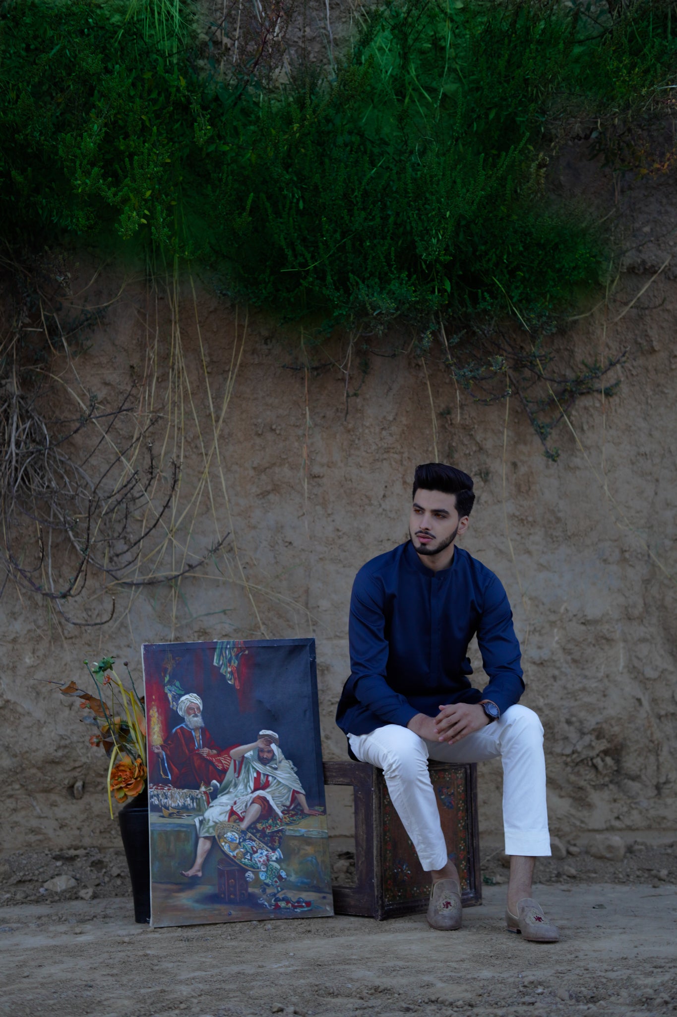 Azurite blue kurta-trouser set