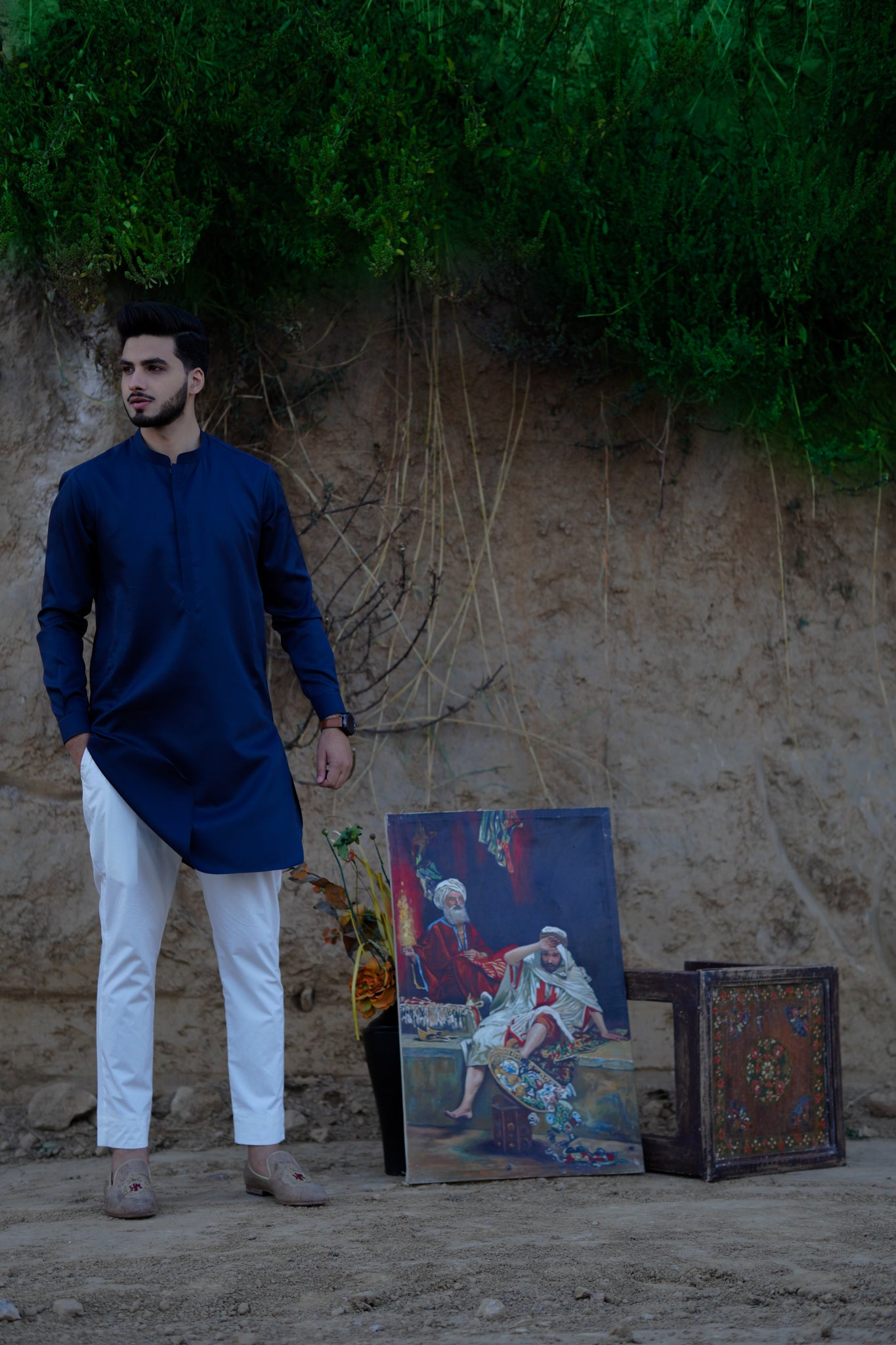 Azurite blue kurta-trouser set